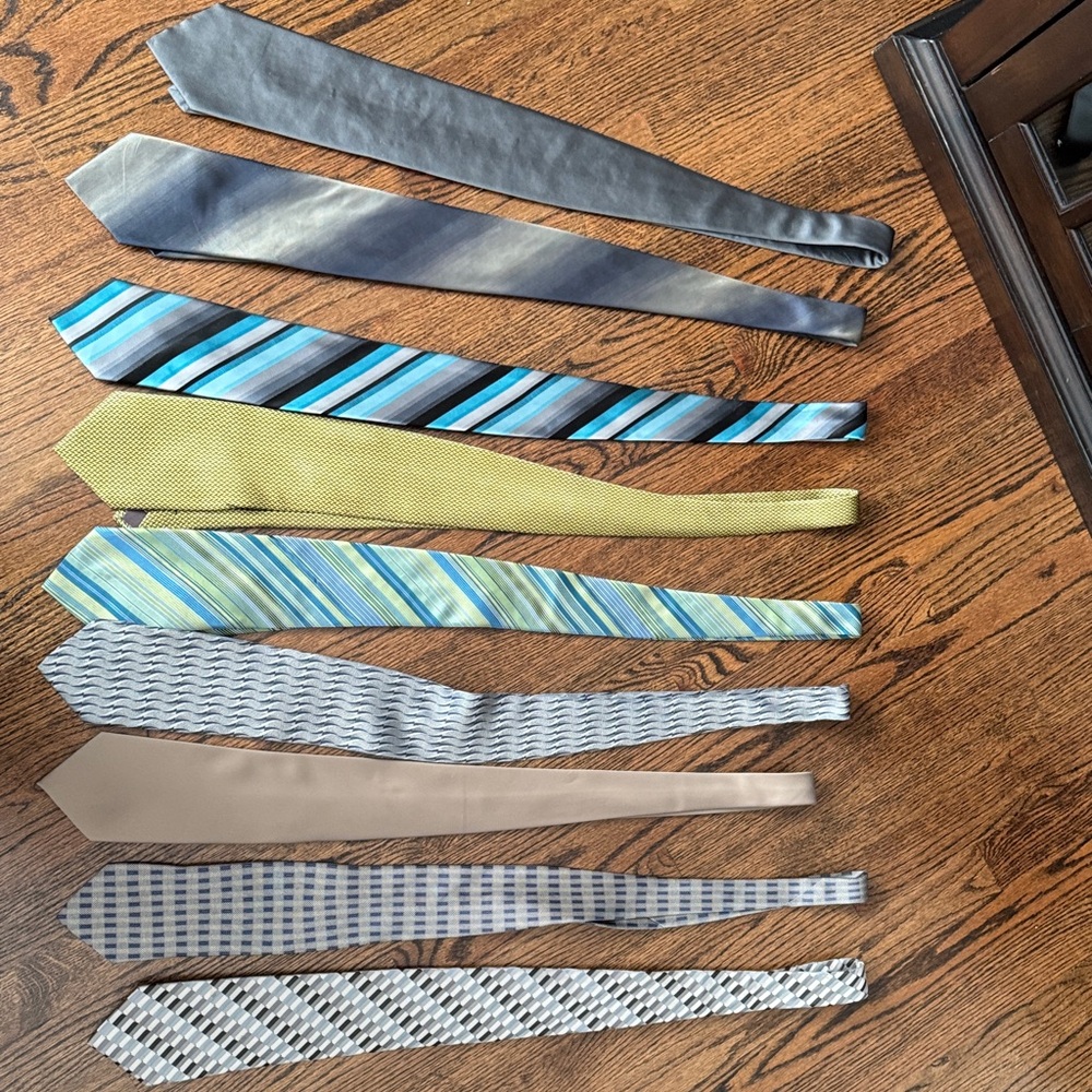 Geoffrey Beene Men's Tie Set - Blue, Green, Gray, Tan ———- different brands. 8